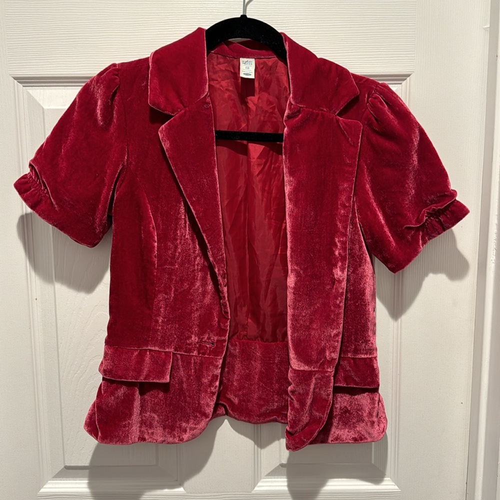 Old navy velour cropped blazer style cardigan jacket open front